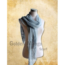 Gorgeous fashion embroidery silk chiffon scarf